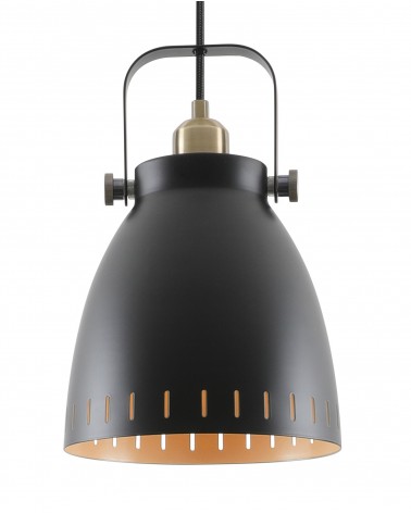 Perry Medium Pendant, 1 x E27, Matt Black/Antique Brass/Khaki