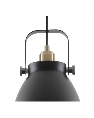 Perry Medium Pendant, 1 x E27, Matt Black/Antique Brass/Khaki