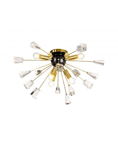 Aimee Ceiling Sputnik, 6 Light E14, Brushed Gold & Gloss Black/Crystal
