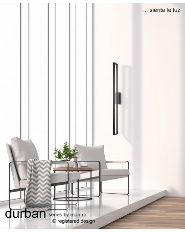 Mantra Durban Wall Lamp, 30W LED, 3000K, 2300lm, Black