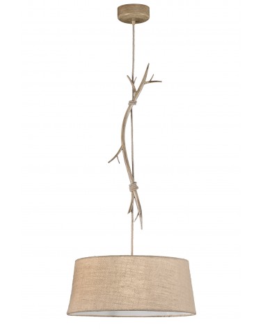 Mantra Sabina Pendant 60cm Round, 1 x E27, Imitation Wood, Linen Shade