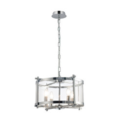 Nolan Single 46cm Pendant 4 Light E14 Polished Chrome/Clear Glass